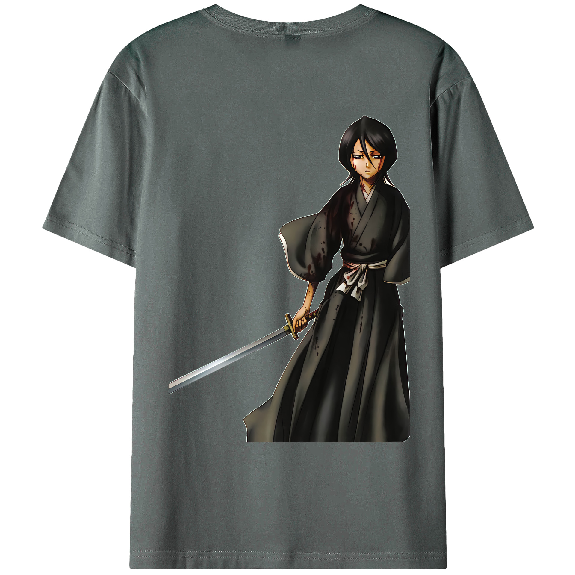 （画像用） ブリーチ 朽木ルキア BLEACH Kuchiki Rukia 綿100％ メンズ半袖Tシャツ（バックプリント） 通気性